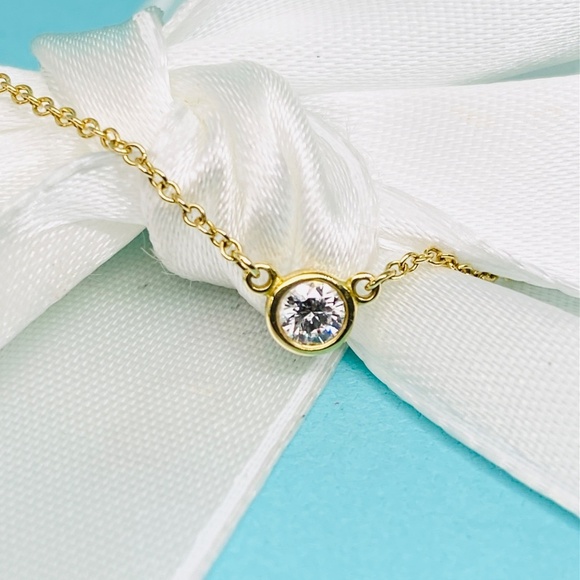 Tiffany & Co .14 ct Elsa Peretti Diamond by the Yard Necklace 18K 16” MSRP $1600 - Picture 4 of 10